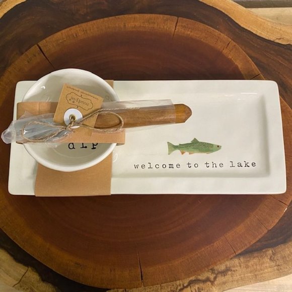 Mud Pie Other - Mud Pie Welcome To The Lake 3 Piece Platter Set